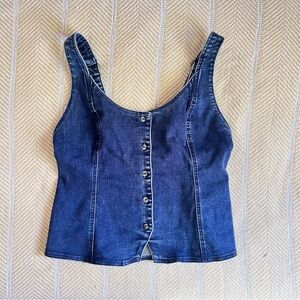 Free People Denim Button-Up Vest NWT Medium